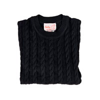 Cotton Crew Neck Cable Sweater Black 102CPC