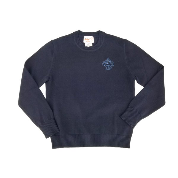 Cotton Crew Neck Sweater Navy 104CP with GUR Embroidery