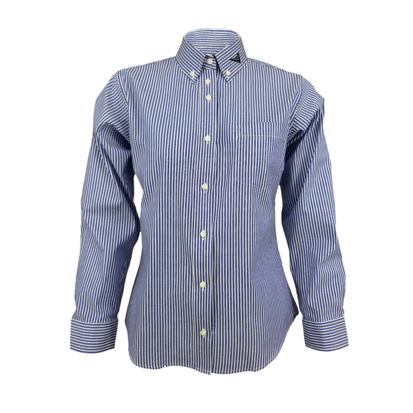 Camisa de rayas azul marino para niñas - 6255 con bordado de Satmer Monroe 