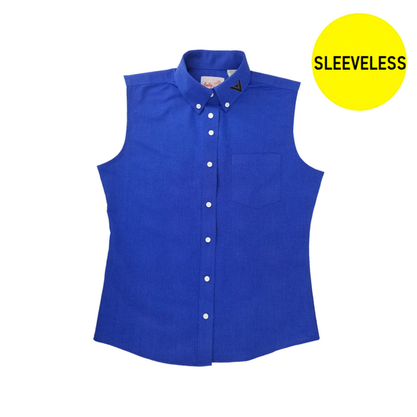 Sleeveless English Blue Shirt For Girls - 7237 with Satmer Monroe Embroidery