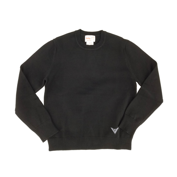 Cotton Crew Neck Sweater Black 102CP with Satmer Monroe Embroidery