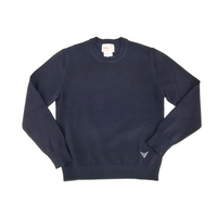 Cotton Crew Neck Sweater Navy 104CP with Satmer Monroe Embroidery