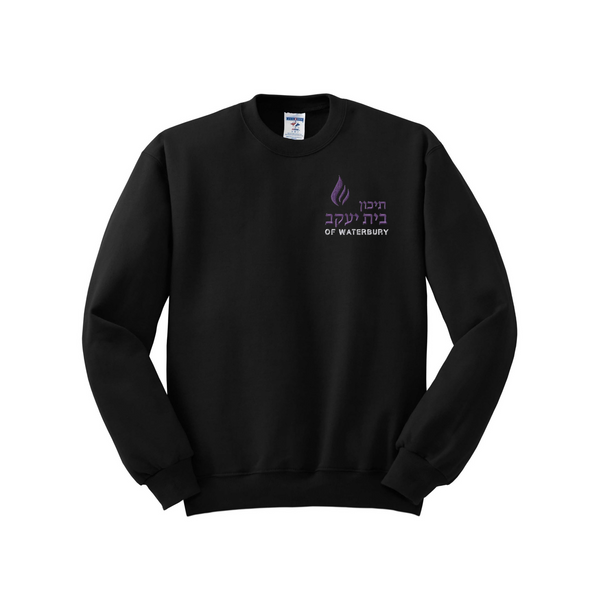 Black Crew Neck Pullover Fleece Sweatshirt - 562 - With Waterbury HS Embroidery