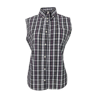 Sleeveless Satmer Plaid Shirt For Girls - 7227